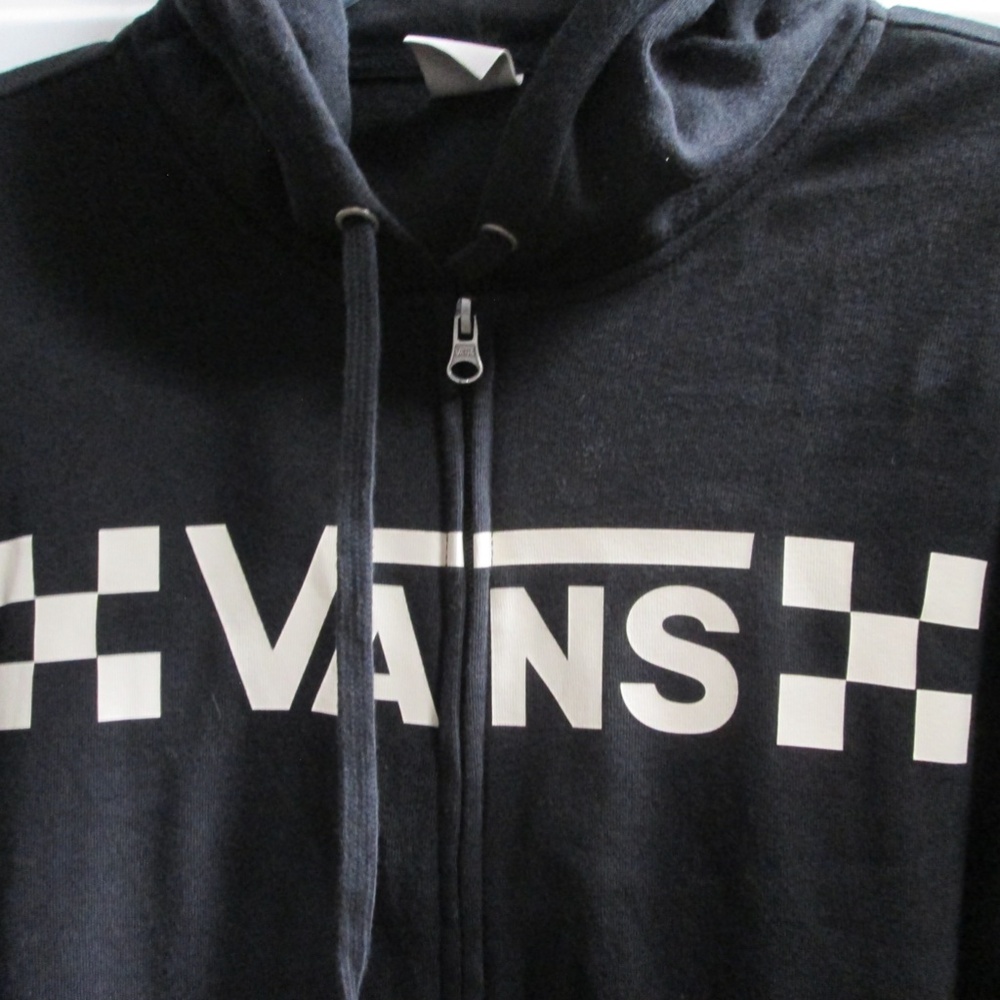 new VANS MEN;S BLACK sweatshirt with hoodie Sz S - Picture 3 of 9